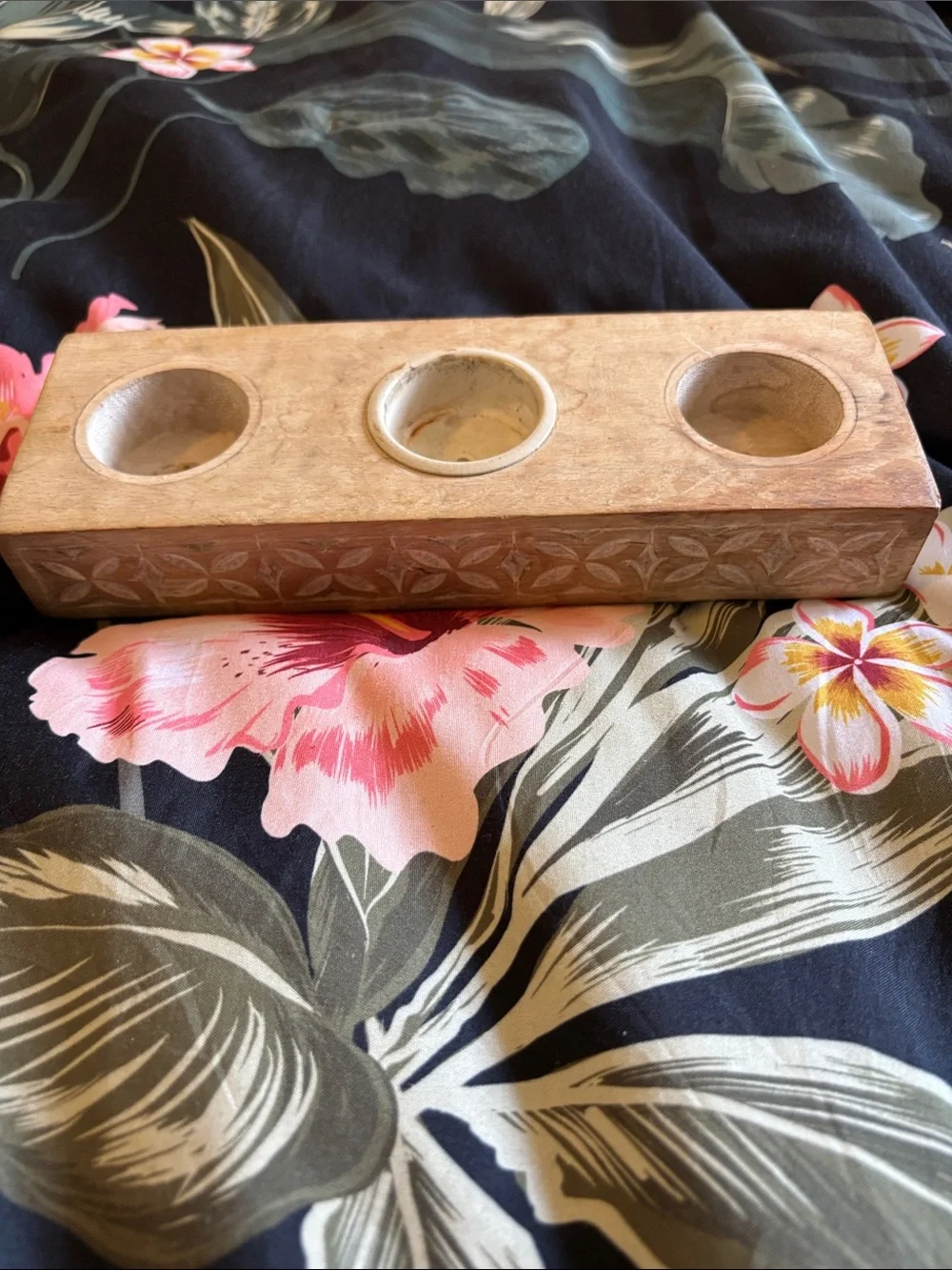 Hearth & Hand Carved Triple Tealight Holder
